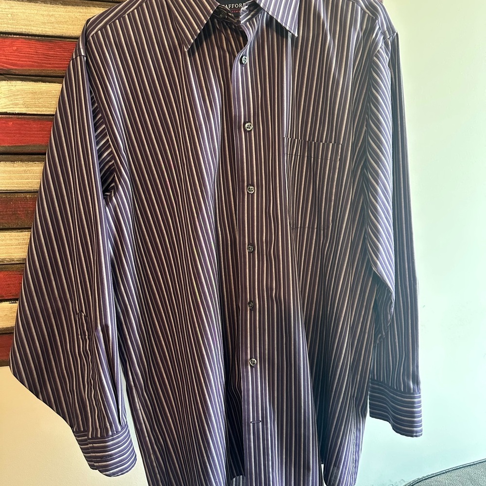 Stafford Performance The Super Shirt Purple and White Stripe​